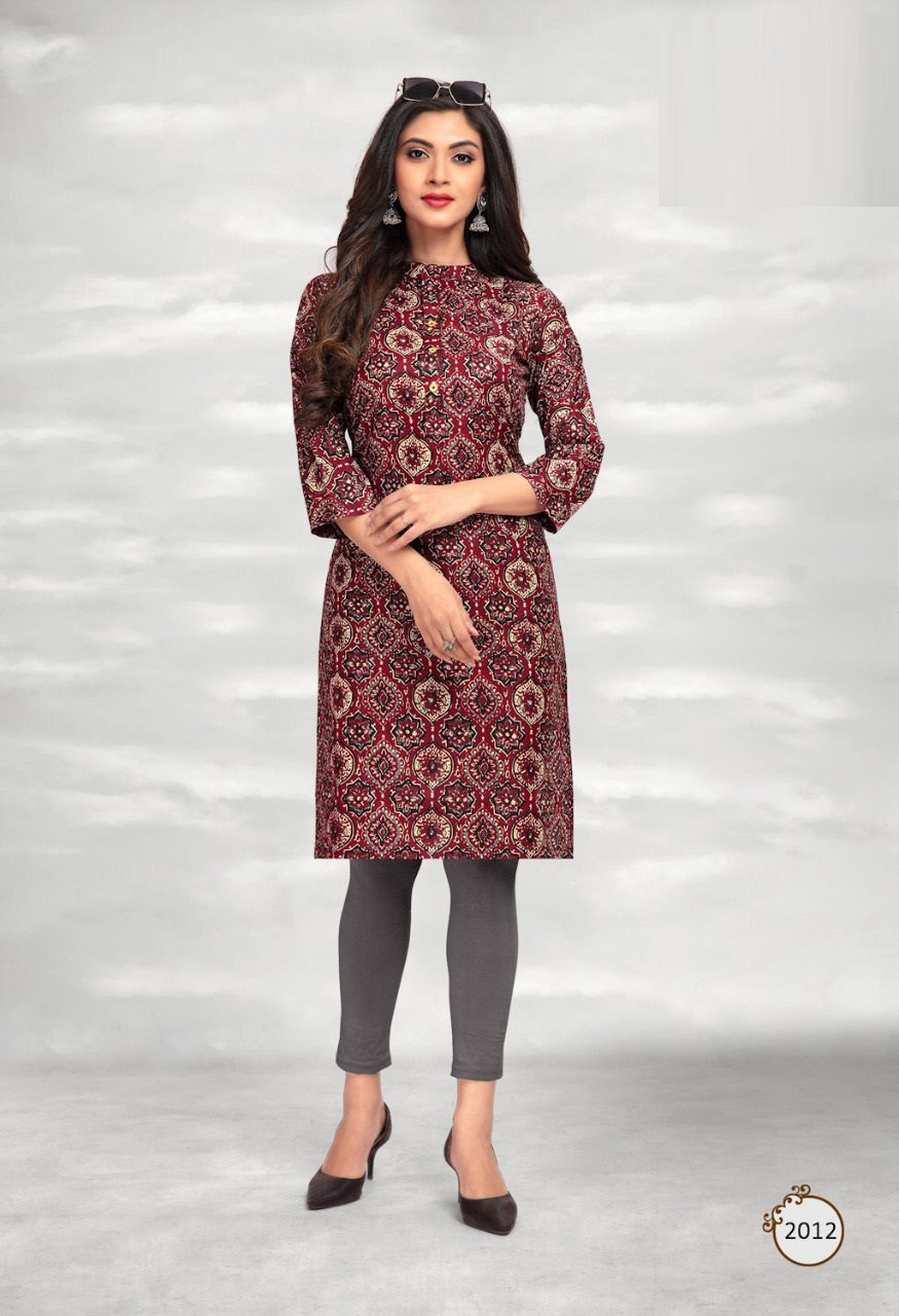 Traditional 2 Cotton Regular Wear Printed Designer Kurti Collection
